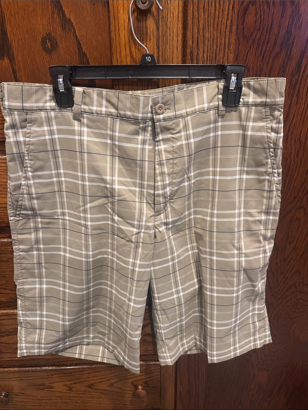 Nike Beige Plaid Flat Front Men's Shorts